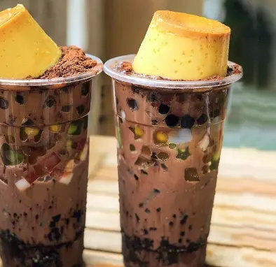 Hình ảnh Milo dầm - bánh flan