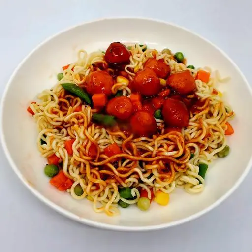 Hình ảnh Mì trộn viên tôm rau củ