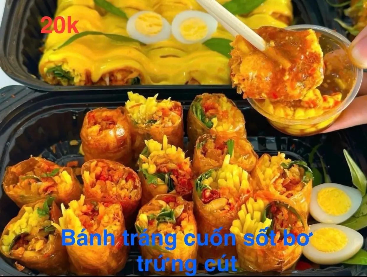 Hình ảnh Bánh tráng cuốn sốt bơ trứng cút