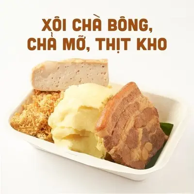 Hình ảnh Xôi chà bông - chả mỡ - thịt kho