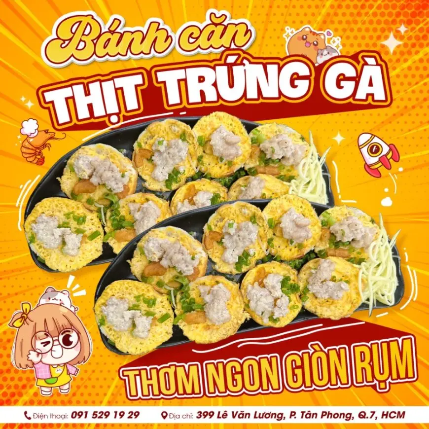 Hình ảnh Bánh căn thịt trứng gà