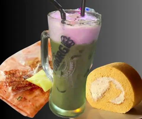 Hình ảnh Combo matcha kem muối - bánh tráng trộn bơ - bông lan