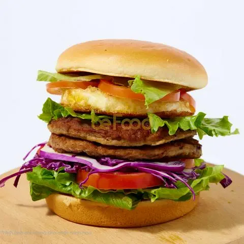 Hình ảnh Hamburger bò - trứng - phô mai lát