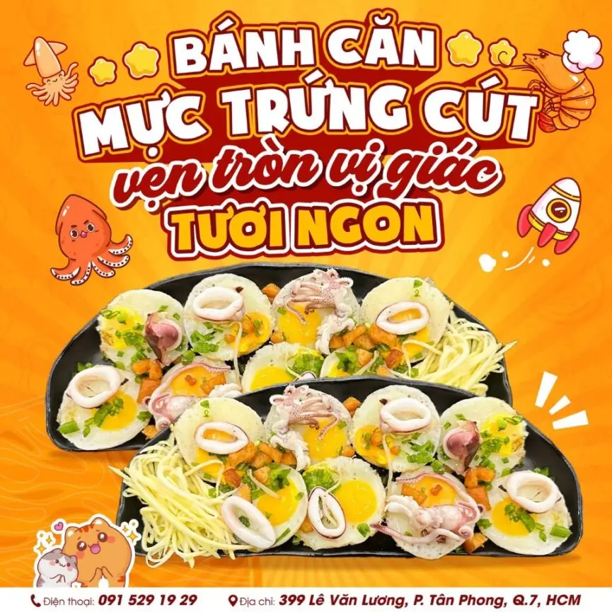 Hình ảnh Bánh căn mực trứng cút