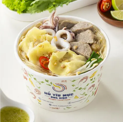 Hình ảnh Mì hoành thánh mực bò viên
