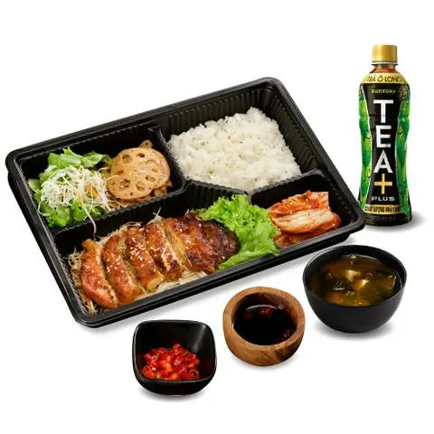 Hình ảnh Combo: Bento cơm gà nướng, soup miso, trà ô long tea+ plus.
