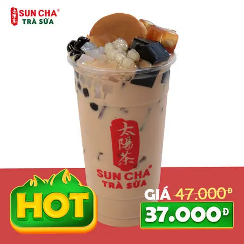 Hình ảnh Trà Sữa Suncha Full Topping (có Flan)