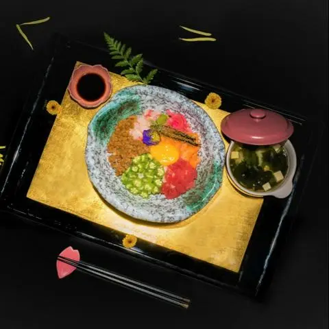 Hình ảnh Set cơm hải sản - đậu nành nhật lên men - sashimi - fermented soy beans rice bowl set - set07