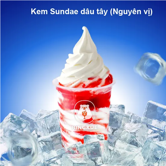 Hình ảnh Kem sundae dâu tây - nguyên vị