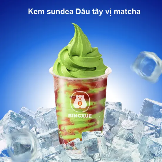 Hình ảnh Kem sundae dâu tây - matcha