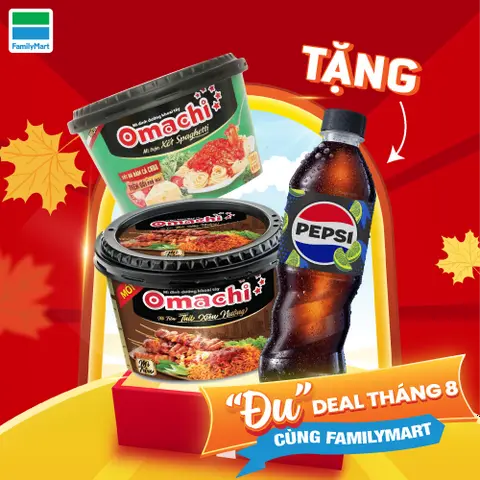 Hình ảnh Mua 1 Mì Omachi Bất Kỳ Tặng 1 Pepsi Chanh Không Calo 390Ml