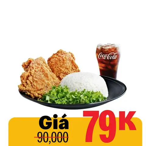 Hình ảnh Cơm gà bao no 2 miếng kèm nước