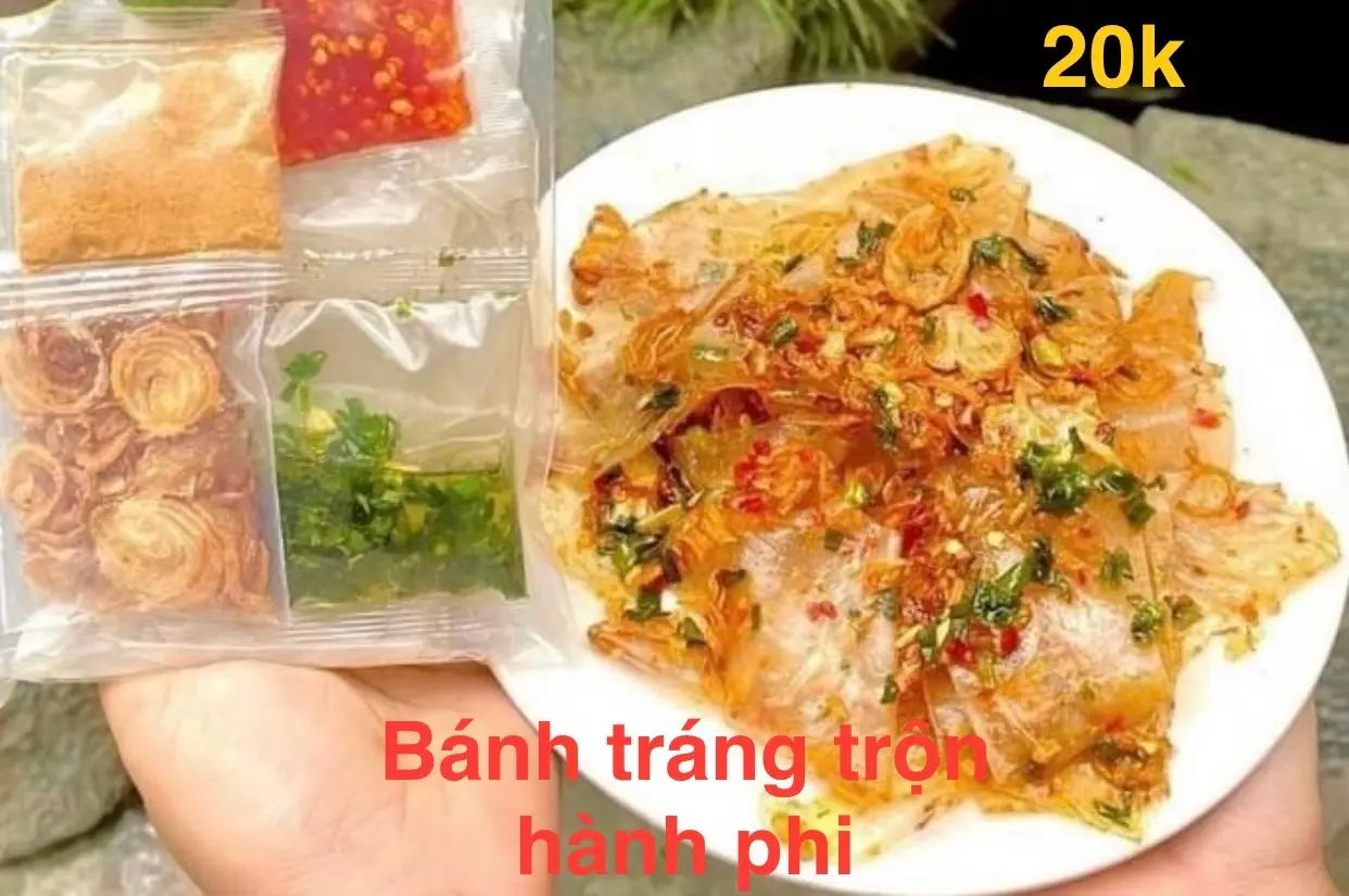 Hình ảnh Bánh tráng trộn hành phi trứng cút