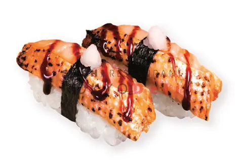 Hình ảnh Nigiri lườn cá hồi nướng sốt Kabayaki - Salmon belly kabayaki