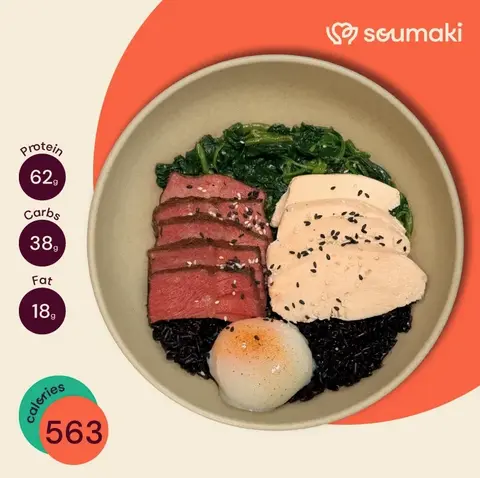 Hình ảnh Beef steak ức gà nguyên bản cơm donburi - H1