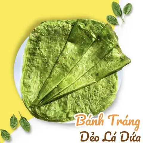 Hình ảnh Bánh tráng dẻo cay lá dứa - túi 500g