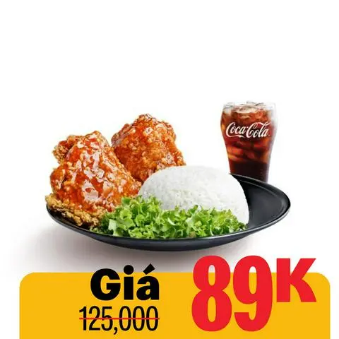 Hình ảnh Cơm 2 miếng gà tắm mắm tỏi kèm nước