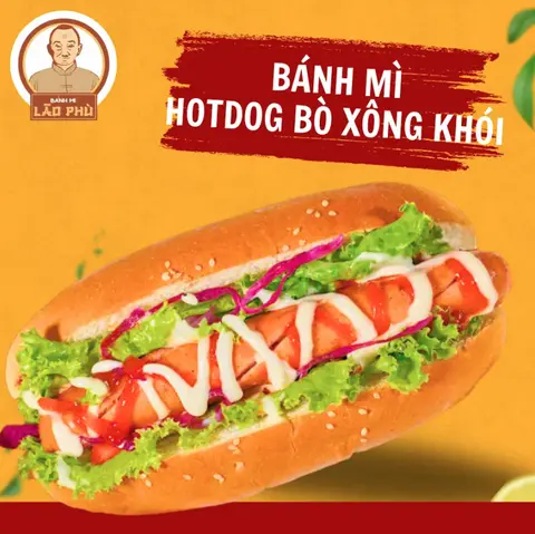 Hình ảnh Bánh mì hotdog bò xông khói