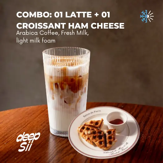 Hình ảnh Combo 1: Latte + Croissant Ham Cheese