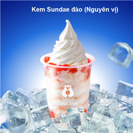 Hình ảnh Kem sundae đào - nguyên vị