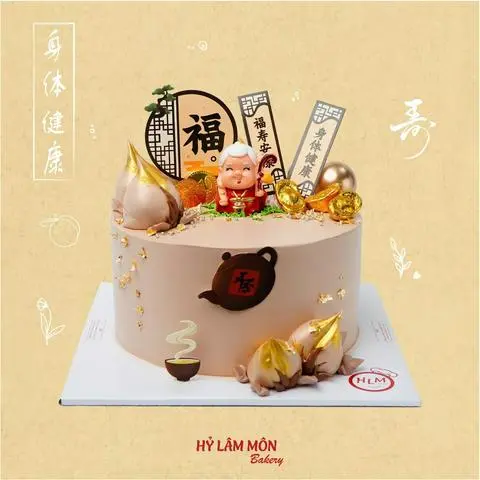 Hình ảnh Bánh kem sữa tươi phụ kiện 20 - ông bà - mẫu ngẫu nhiên