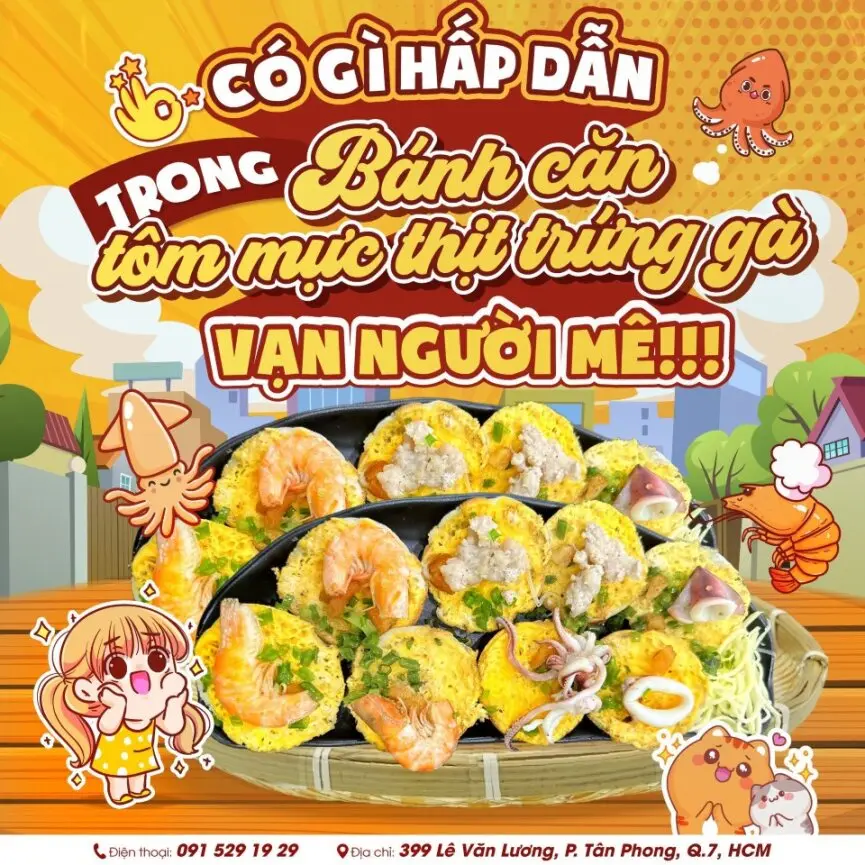 Hình ảnh Bánh căn tôm mực thịt trứng gà