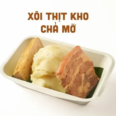 Hình ảnh Xôi thịt kho - chả mỡ