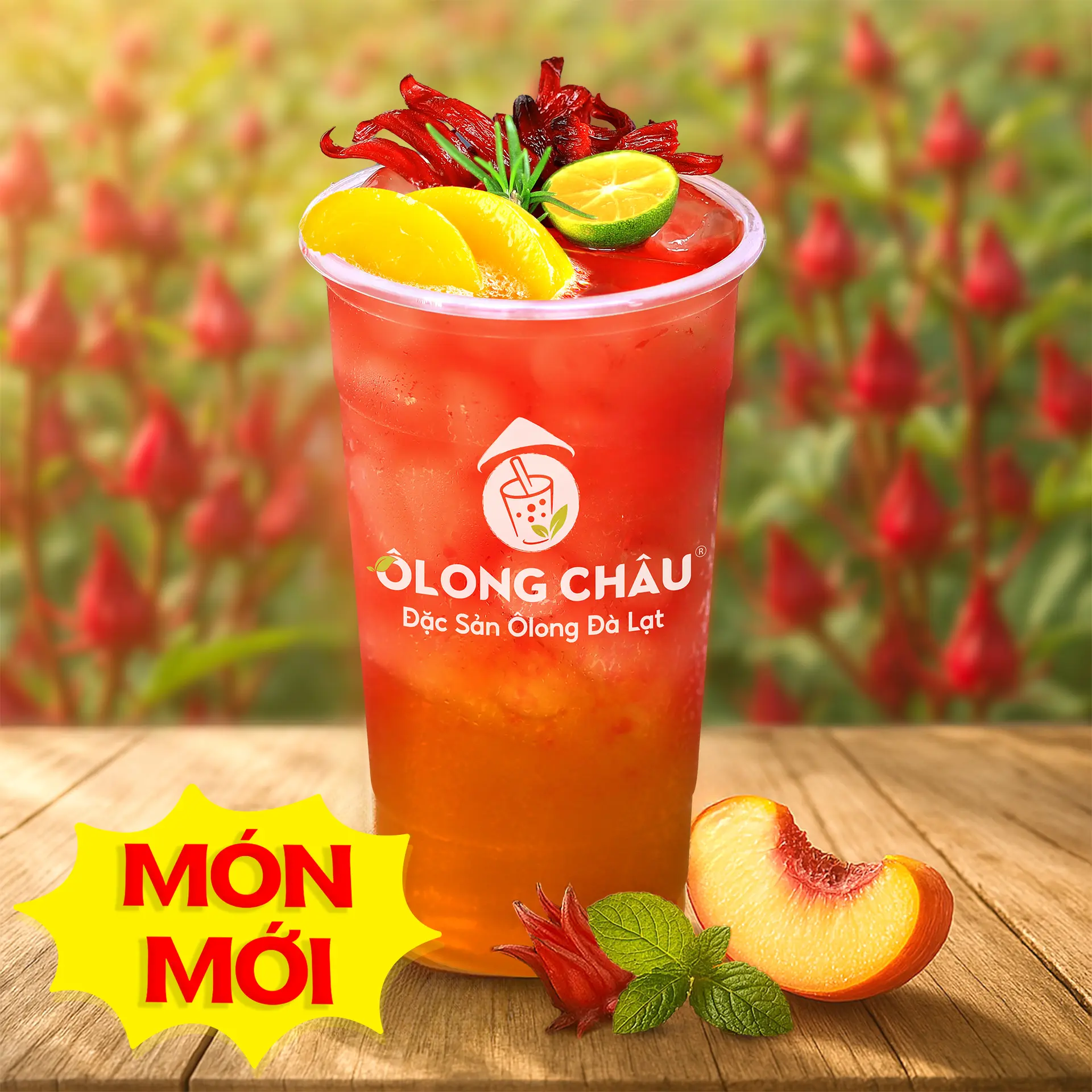 Hình ảnh Trà ô long đào atiso đỏ - Trà trái cây