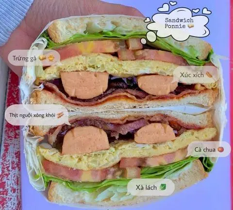 Hình ảnh Sandwich trứng - xúc xích - phomai {Egg,sausage,cheese}
