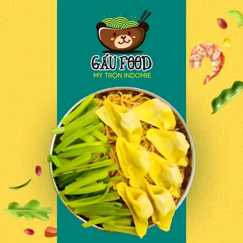 Hình ảnh Mì trộn indomie hoành thánh chiên