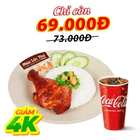 Hình ảnh Cơm Gà Nướng Than Hoa + Coca