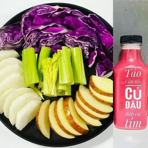 Hình ảnh Nước ép Táo - Cần tây - Củ đậu - Bắp cải tím