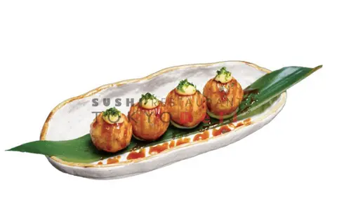 Hình ảnh Bánh nướng nhân bạch tuộc sốt phô mai - Octopus fritters cheese sauce