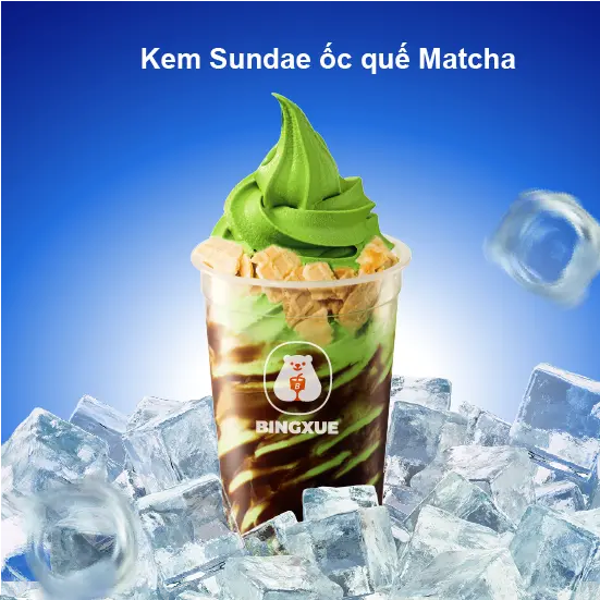 Hình ảnh Kem sundae ốc quế - matcha
