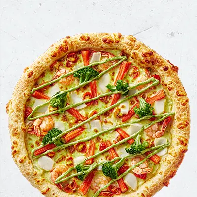 Hình ảnh Pizza gấp đôi nhân phủ hải sản xốt pesto