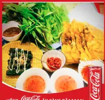 Hình ảnh Bánh Xèo Thập Cẩm (3 cái) + Bò Nướng Mỡ Chài (5 Viên) +  1 Coca 300ml