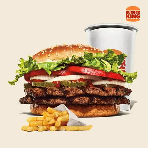 Hình ảnh Combo Burger 2 Miếng Bò Nướng Whopper cỡ lớn