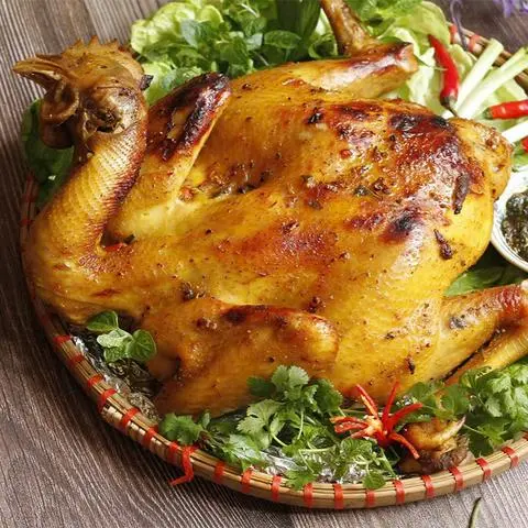 Hình ảnh Gà ta Bình Định nướng - 2 cơm lam - nước rau má - rau ăn kèm - muối đậu
