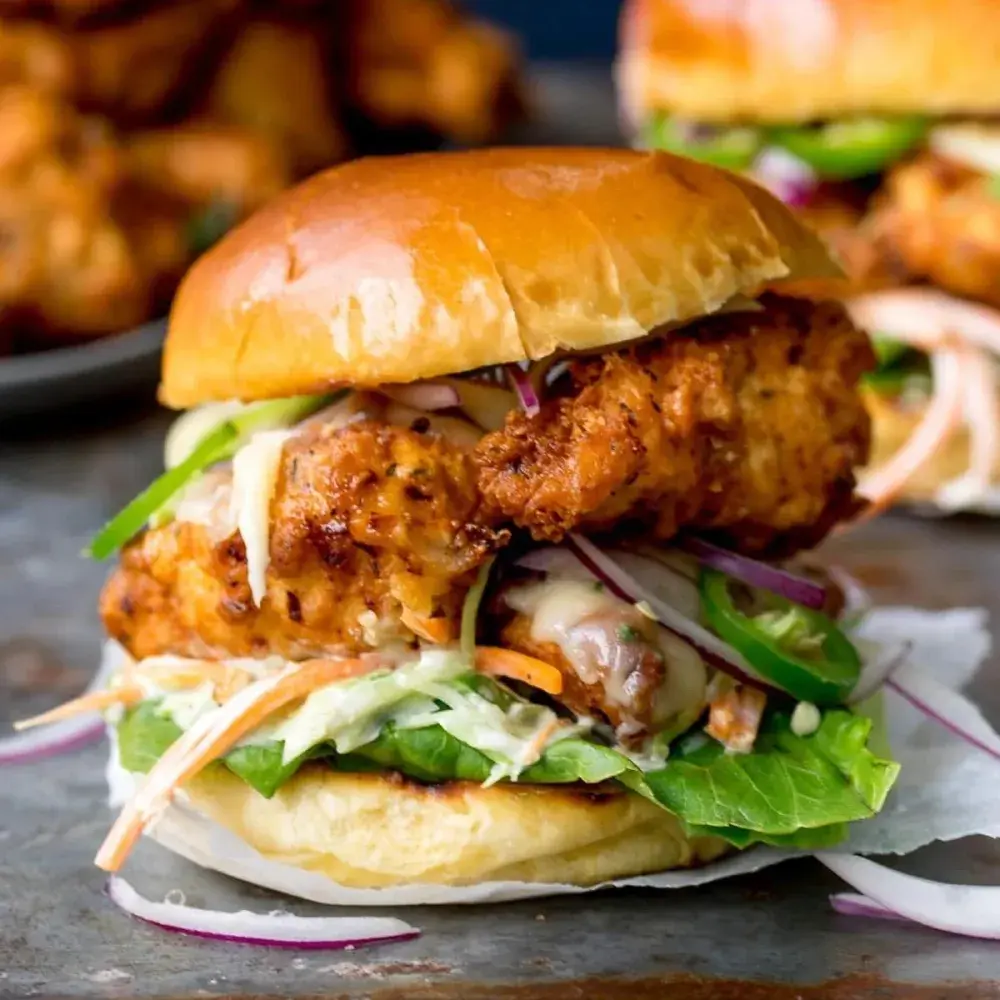 Hình ảnh Burger with fried chicken - grilled chicken