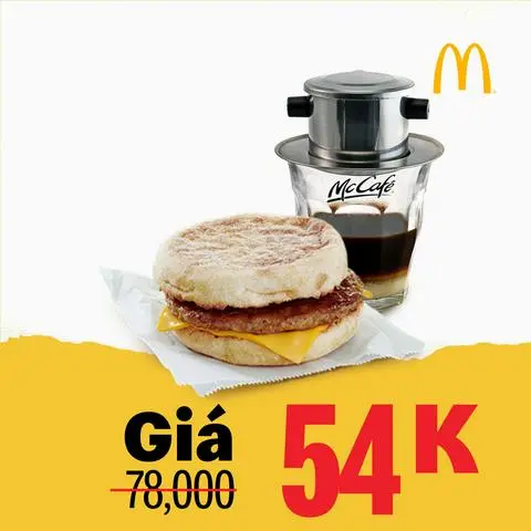 Hình ảnh Muffin Thịt Nướng Phô Mai Kèm Cà Phê