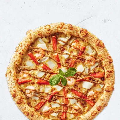 Hình ảnh Pizza gấp đôi nhân phủ hải sản xốt tiêu đen